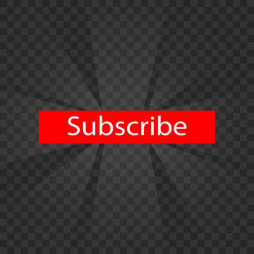 red button subscribe. button that activates the subscription. red button on a transparent background. shining button.
