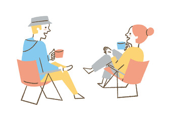 キャンプで男女2人