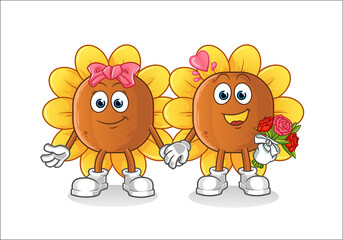sun flower wedding cartoon. cartoon mascot vector
