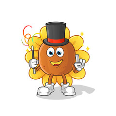 sun flower magician illustration. character vector