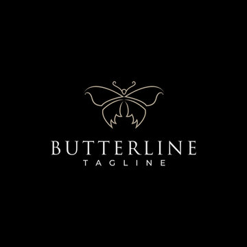 Butterfly logo design in feminine line style.