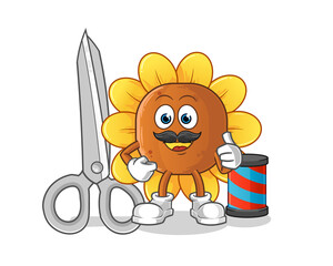 sun flower barber cartoon. cartoon mascot vector