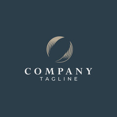 Abstract logo design with circular shape.