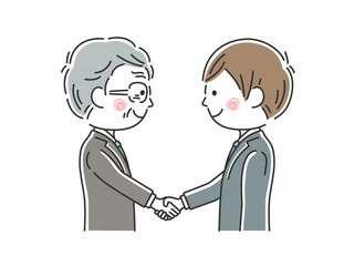 握手をする日本人ビジネスマンのイラスト