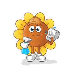 Obraz na płótnie Canvas sun flower cleaner vector. cartoon character