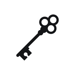Black vintage key icon isolated on white background. 