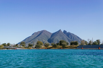 View of a mountain from the river in Mexico