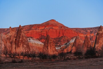 Red valley at Cappadocia, Turkey. Volcanic mountains in Goreme national park. © AngelinaProtein