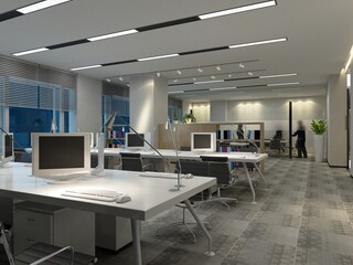 3d render of working room, open office