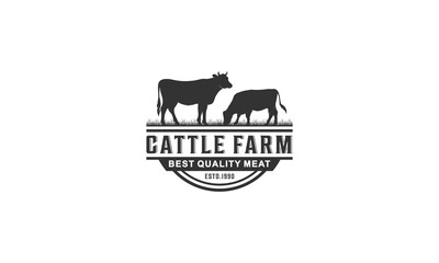 logo for cattle farm with two healthy cows