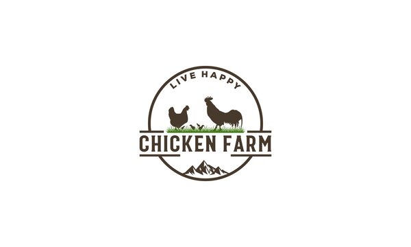 logo for chicken farm on white background