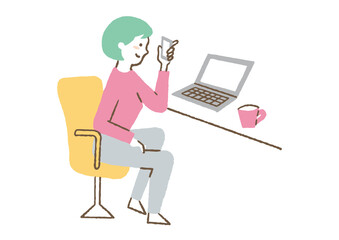 自宅で仕事をする女性02