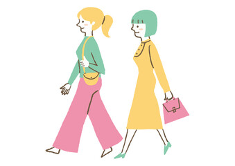 出かける女性二人