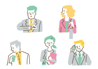 通勤途中の会社員5人