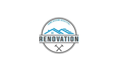 House and Hammer Renovation Logo design in white background