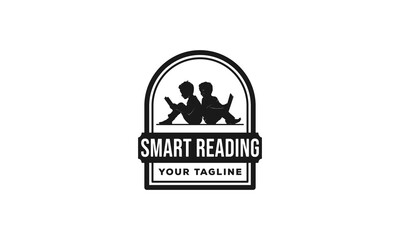 logo of two reading children which reflects the intelligence of a child if he is diligent in reading