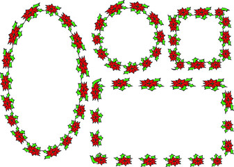 vector drawing rose border frame set background design