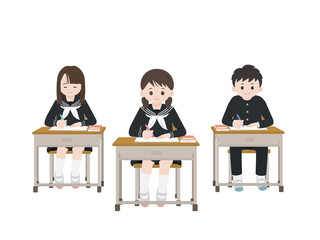 授業風景 勉強をする 手を挙げる 学生 生徒 イラスト素材 Boy Canvas Print B Senryu