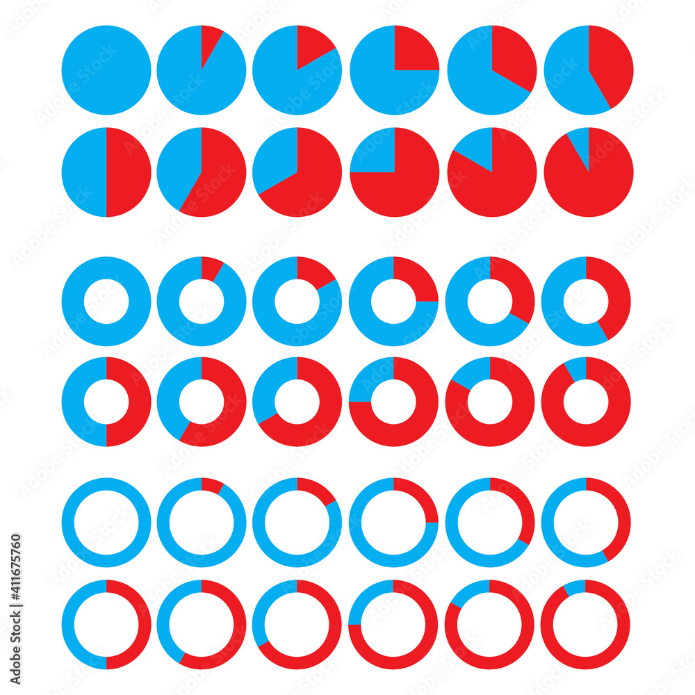 Poster circles loading. round blue red loading symbols. design element. financial chart. isolated vector ic