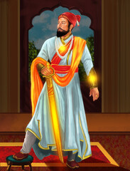 shivaji maharaj, chhatrapati shivaji king indian ruler with sword