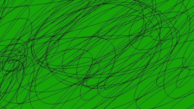 abstract background Doodle on a green background. chaotic ring line.