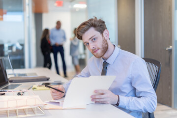 Office employees having a meeting