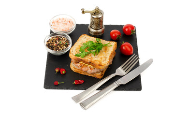 Burger with beef cutlet and grilled toast bread