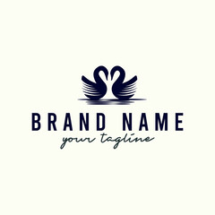 Swan logo illustration premium vector