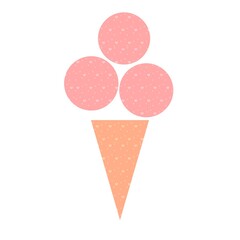 Abstract illustration of ice cream. Ice cream cone with three balls in the air