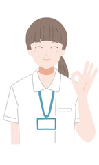 OKサインを出す女性看護師