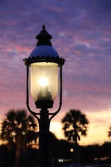 street lamp in the sunset