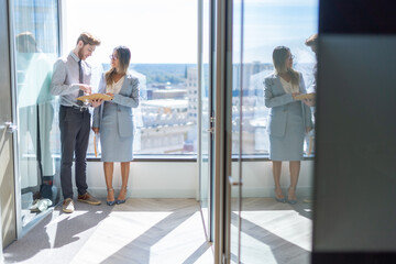 Office employees having a meeting