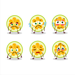 Slice of jackfruit cartoon character with sad expression