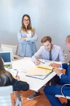 Office employees having a meeting
