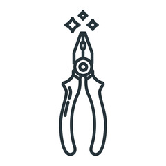 Concept pair of pliers construction tool icon, combination pliers toolkit professional instrument flat line vector illustration, isolated on white.