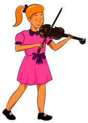 cute young girl playing violin musician