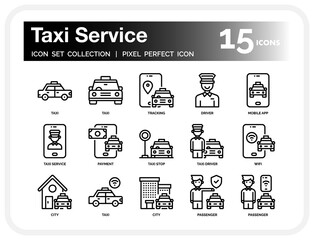 Taxi service icon set