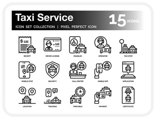 Taxi service icon set
