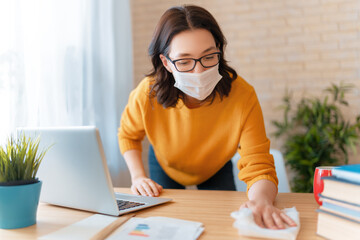 woman working in home office