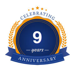 9 Year Anniversary Vector Template Design Illustration