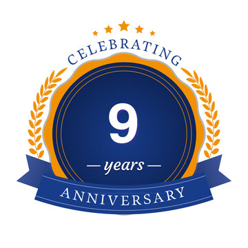9 Year Anniversary Vector Template Design Illustration