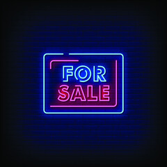 For Sale Neon Signs Style Text Vector