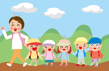 先生と園児で遠足