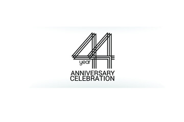 44 year anniversary celebration Black Line. logotype isolated on White background for celebration, invitation card, and greeting card-Vector