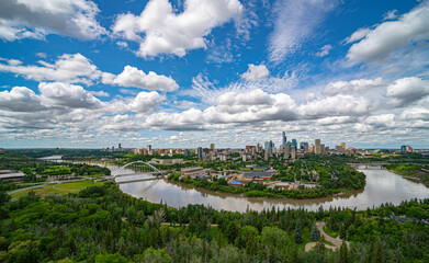 Panorama of the city.  Taken in Edmonton, Alberta, Canada.  - obrazy, fototapety, plakaty