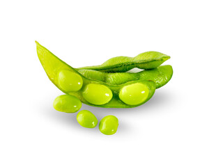 Green soybeans isolated on white background