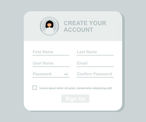 design about the registration form illustration