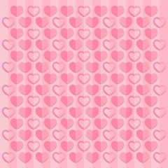 Love hearts Valentines day background , paper cut style