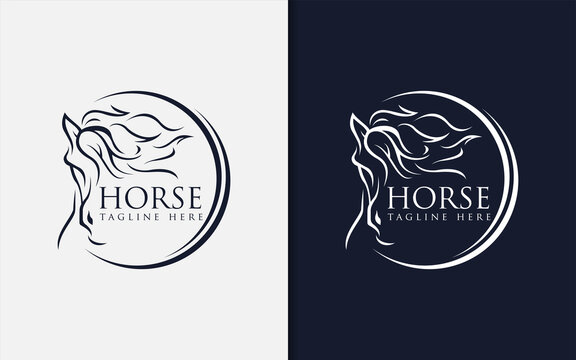 Luxurious Abstract Black Horse Logo Design. Usable For Business and Brand Company. Vector Logo Illustration.