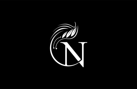 Initial Letter N Typography Flourishes Rounded Logogram Beauty Logo